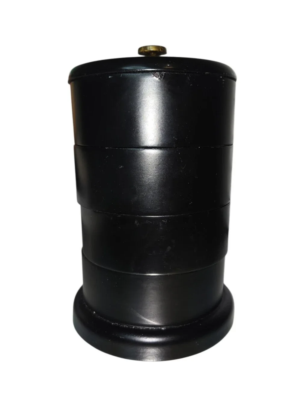 4 TIERED SPIRAL JEWELRY BOX WITH DRAWERS.